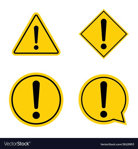 Set Hazard Warning Warn Symbol Icon Flat Sign Vector Image