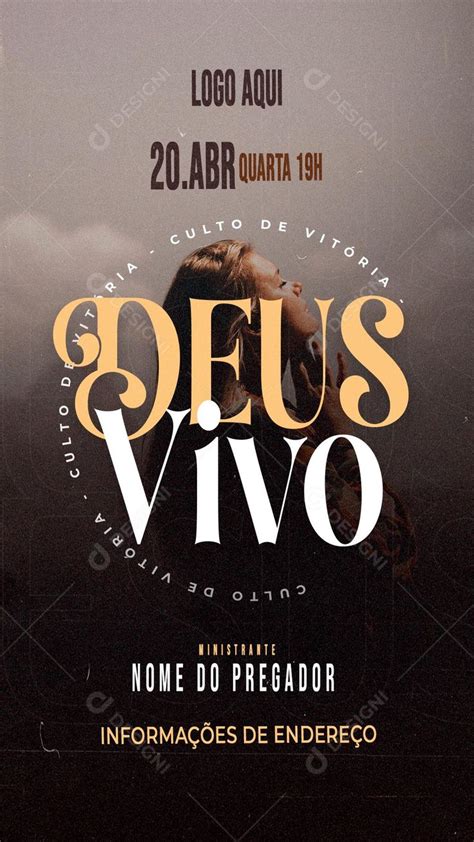 Flyer Igrejas Deus Vivo Culto Religiosos Social Media Psd Editável Zip