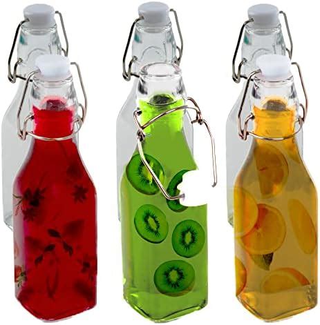 Clip Top Preserve Bottles 250ml Set Of 6 Airtight Glass Cruet