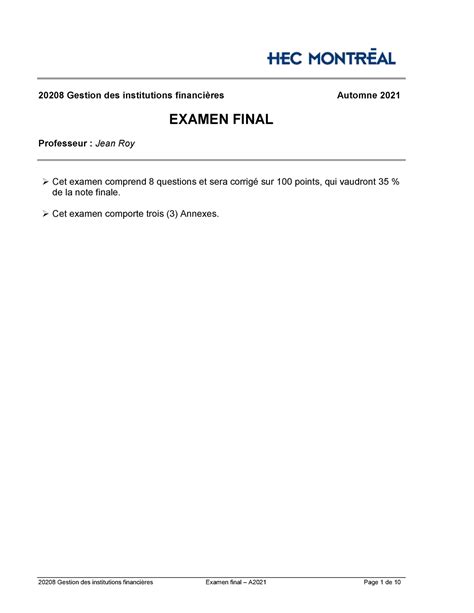 Examen Final A Questionnaire Gestion Des