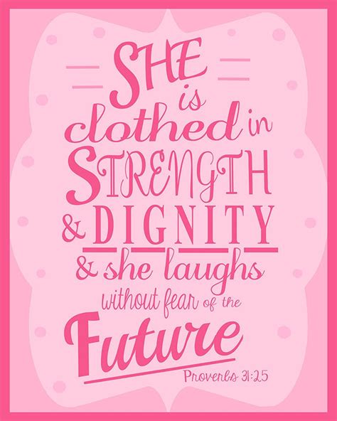 Proverbs 31 25 Girls Bible Verse Print She Is Clothed In Etsy