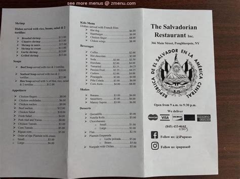 Online Menu of The Salvadorian Restaurant Restaurant, Poughkeepsie, New ...