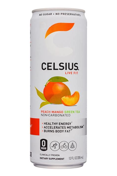 Live Fit - Non-Carbonated Peach Mango Green Tea | CELSIUS | BevNET.com ...