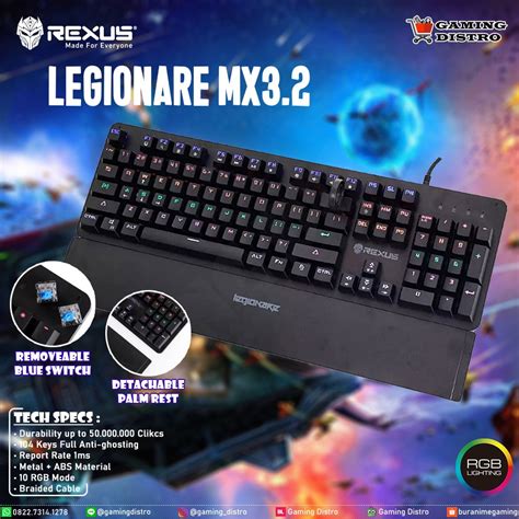 Jual Rexus Legionare MX3 2 Mechanical Keyboard Rexus MX3 2 Fullsize