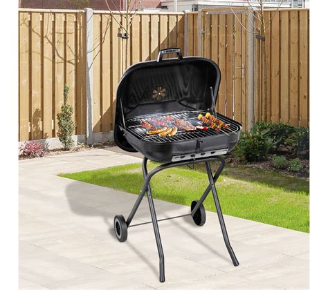 Barbecue Charbon Pliable Avec Couvercle Et Roulettes Acier Maill