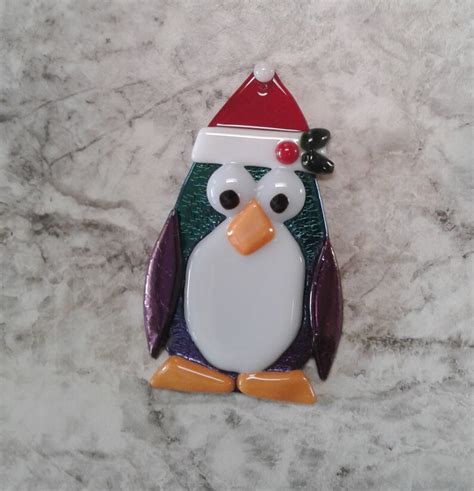 Fused Glass Penguin Christmas Ornament CO251 Etsy