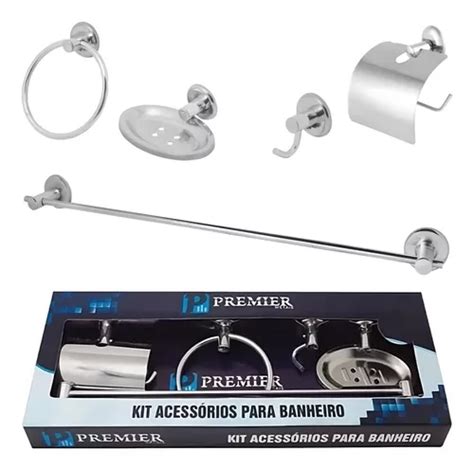 Kit Acessórios P Banheiro Aço Inox 5 Peças Mod Jr MercadoLivre