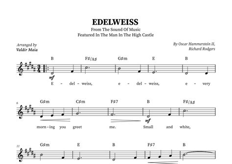 Edelweiss Arr Valdir Maia Sheet Music Christina Perri Lead Sheet