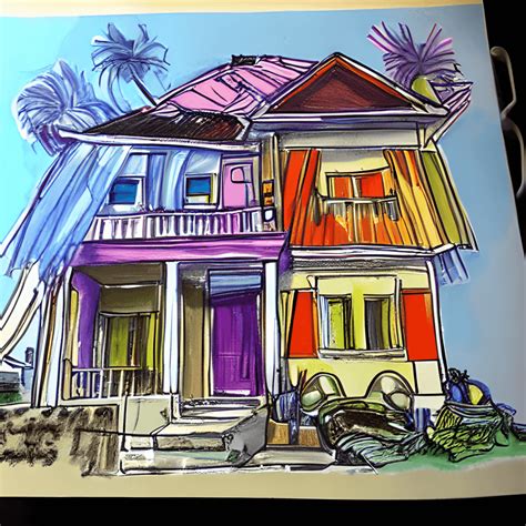 Big House Colorful Sketch · Creative Fabrica