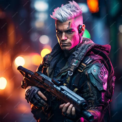 Premium Photo Cyberpunk Sentinel The Urban Warrior A Dark Elf Male