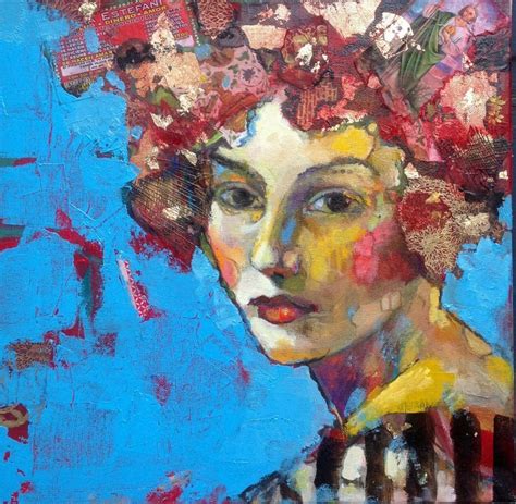 Claire In Blue And Red Mixed Media Painting By Juliette Belmonte