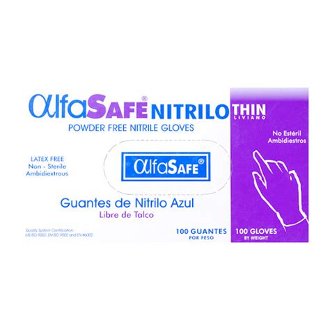 Guante Nitrilo Azul Thin Alfa Safe Talla S Caja X 100 Und