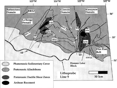 major geological structures   study area  lewry  al