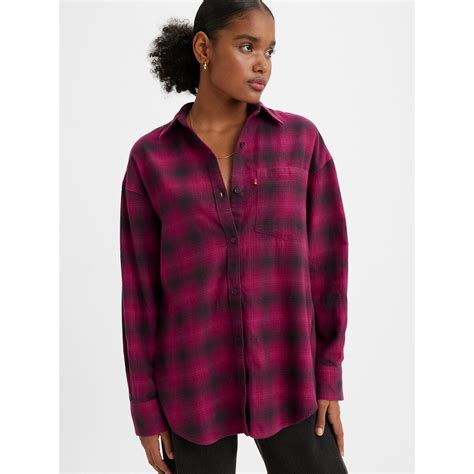 Chemise Nola Oversized Carreaux Levi S Carreaux Rouge La Redoute