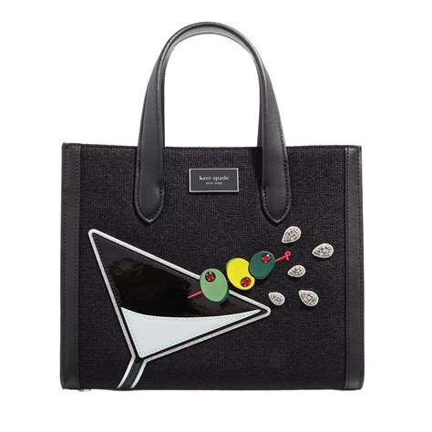 Kate Spade New York Manhattan Martini Embellished Fabric Black Multi Tote