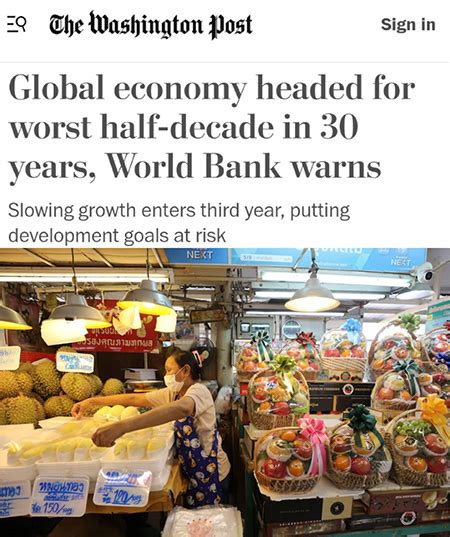 Global Economy Headed For Worst Half Decade In 30 Years World Bank