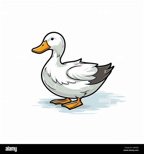 Duck Duck Hand Drawn Illustration Vector Doodle Style Cartoon