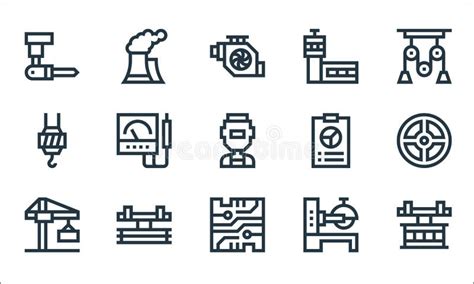 Iconos De Línea De Procesos Industriales Conjunto Lineal Conjunto De