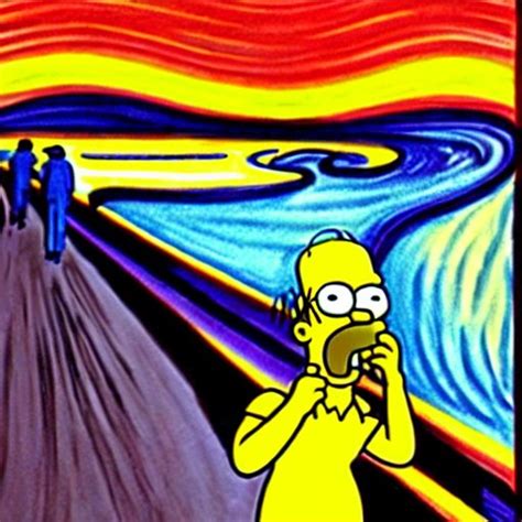 Stabilityai Stable Diffusion Homer Simpson In The Scream Painting