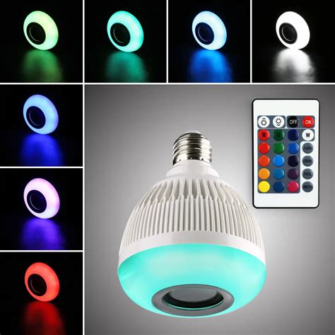 Wireless Bluetooth Speaker RGB Color LED Light Bulb Remote Control LED ...
