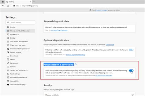 C How Can I Disable Personalize Your Web Experience Ms Edge Prompt