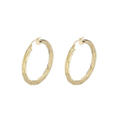 9ct Yellow Gold Large Twist Hoop Earrings