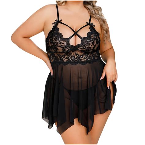 Gersome Plus Size Sexy Lingerie For Women Lace Babydoll Chemise