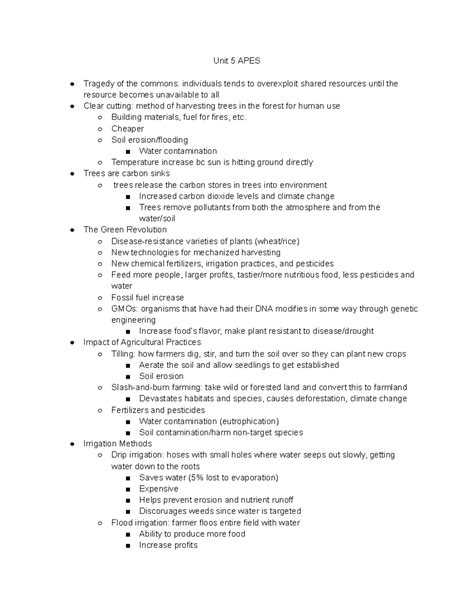 Unit 5 APES Study Notes: Tragedy of the Commons & Agricultural