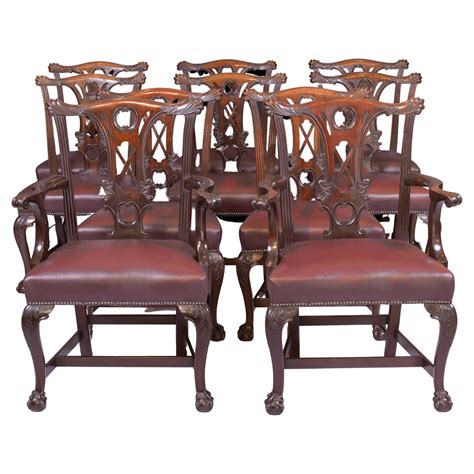 19th Century Set Of 6 English Victorian Mahogany Dining Chairs By James