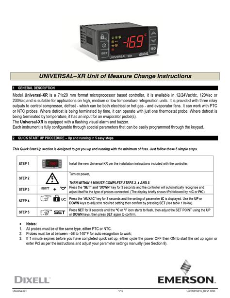 Universal Xr Unit Of Measure Change Instructions For Emerson Xr60cx