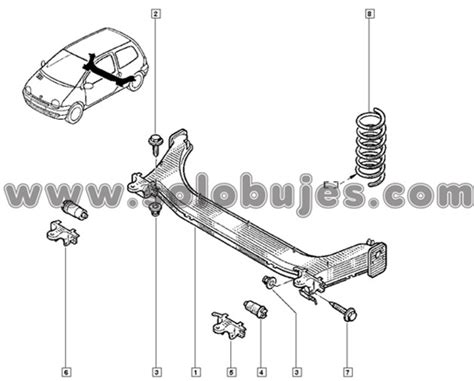 Buje puente trasero Twingo 1996 Solobujes y mucho más