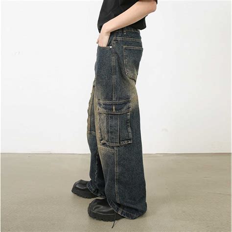 Hip Hop American Washed Multi Pocket Jeans Helloice Apparel