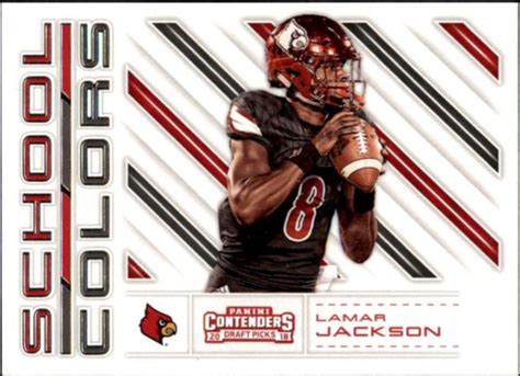 NFL 2018 Contenders Draft Picks Single Card School Colors Lamar Jackson ...