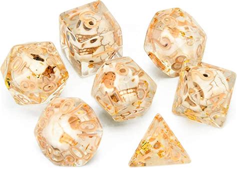 FLASHOWL Skull Dice Set Horror D D Dice With Skull And Gold Foil Inside