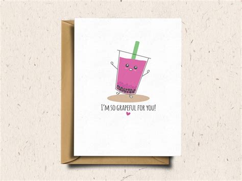 Bubble Tea Greeting Card Boba Tea Valentines Day Card Anniversary