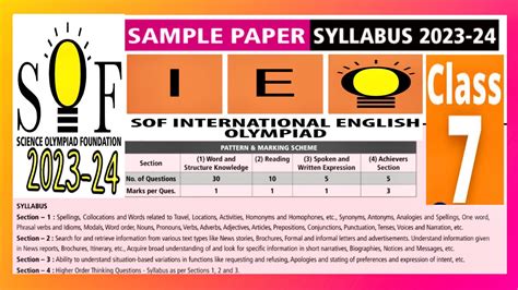 Ieo Class 7 Ieo Solved Sample Paper 2023 24 Grade 7 English Olympiad Sample Paper Sof Ieo