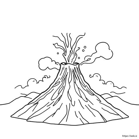 gunung berapi gambar mewarnai