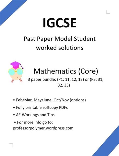 Igcse Mathematics Core Model Student Worked Solutions Past Paper