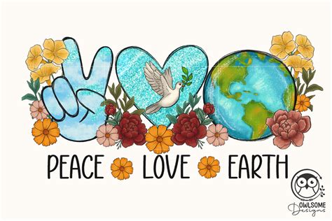 Peace Love Earth Day PNG Sublimation Buy T Shirt Designs