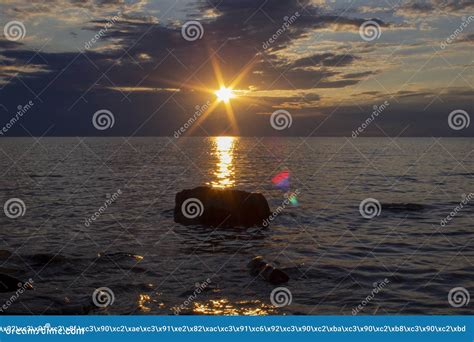 Sunset On The Sea Of Azov Stock Photo Image Of Calm