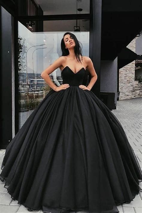 Black Tulle Ball Gown Prom Dresses With Plunging Sweetheart Corset Ks606 As Photo Us 16