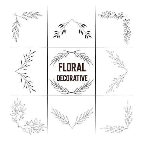 Premium Vector | A set of floral decorative stencils with the words floral decorative on them.