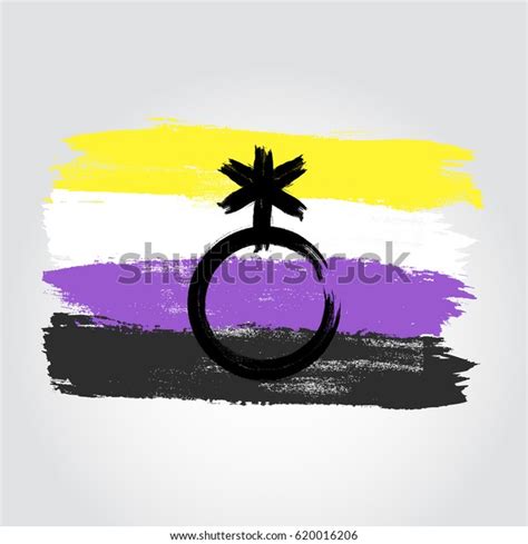 Nonbinary Pride Flag Form Brush Stroke Stock Vector Royalty Free