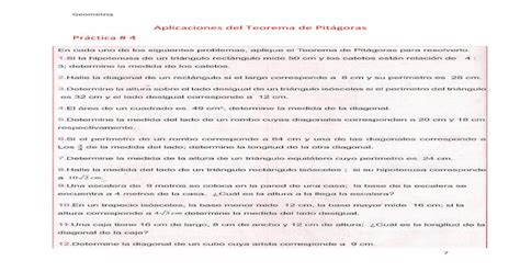 Aplicaciones del Teorema de Pitágoras Práctica # 4 - [PDF Document]