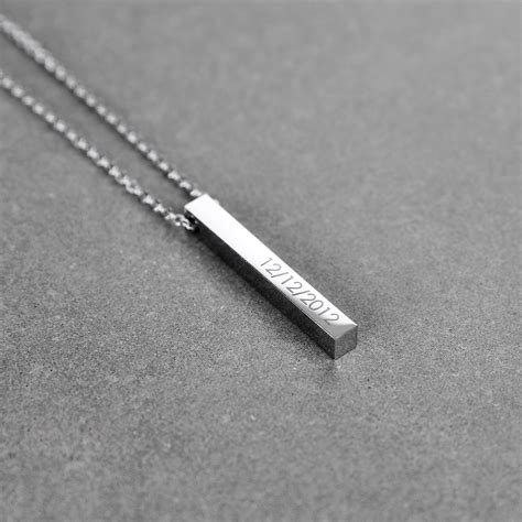 Steel Bar Necklace Men S Necklace Silver Bar Pendant Etsy