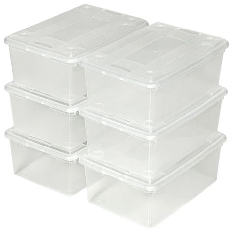 TECTAKE 6 Boîtes de Rangement en Plastique Transparent 33 cm x 23 cm x