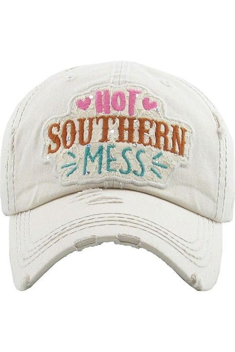 HOT SOUTHERN MESS Washed Vintage Baseball Cap Vintage Baseball Caps Distressed Baseball Cap