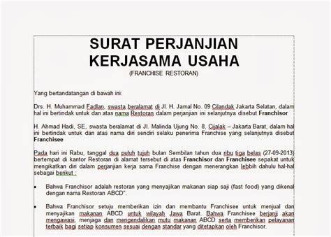 Kumpulan Contoh Surat Perjanjian Kerja Usaha Bersama Kumpulan Contoh