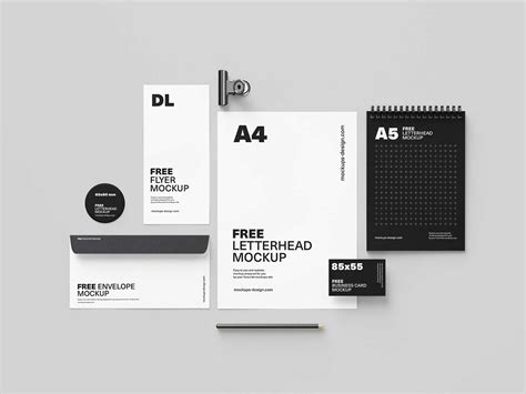 Free Stationery Mockup PSD Bundle 01 Free Mockup