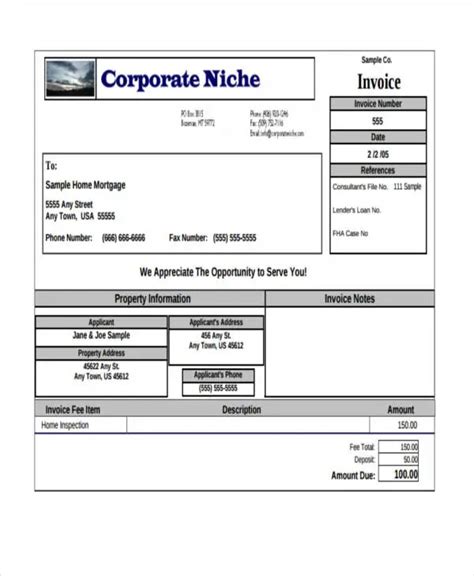 Mortgage Invoice Template Printable Word Searches